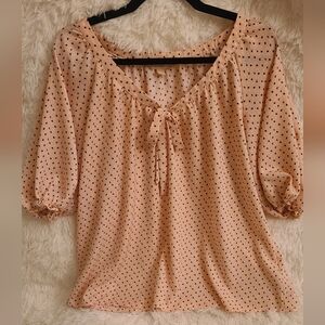 Hope & Harlow Women's Pink Blouse W/Tie Front - Size Large